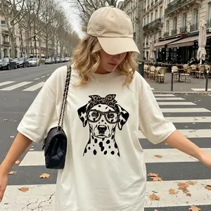 Comfort Colors 50 Dog Breeds Mother's Day Shirt, Minimalist Leopard Glasses & Bandana Dog Mom Tee, Dog Mom Gift, Spring Line Art Mother's Day Gift Streetwear