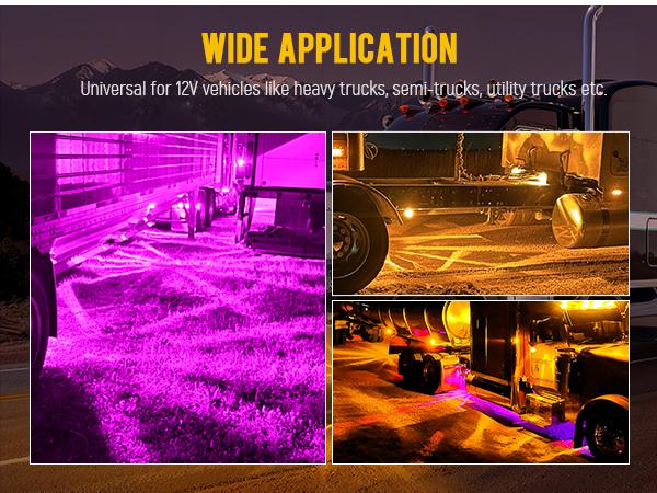 Partsam 2Pcs Dual Color Amber/Purple LED Glass Lens Watermelon Lights, Turn Signal Marker Lights with Stainless Steel Bezel For  Trucks Tailers