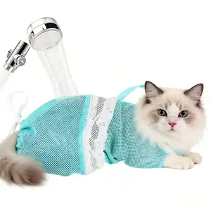 Cat Bathing Mesh Bag, Portable Net Shower Bag, Adjustable Cat Bathing Bag, Multi-Functional Grooming Pouch, Escape-Proof Cat Grooming Bag — Stress-Free Bathing and Nail Trimming!