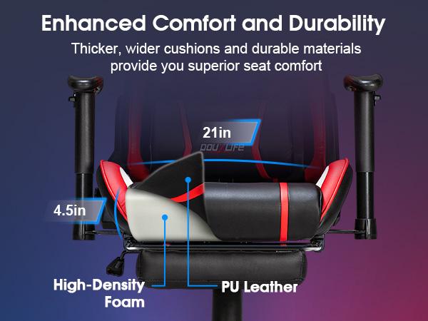 Douxlife 7-Point Massage Gaming Chair 175° Recliner with Footrest Ergonomic High Back Lumbar Support Upgraded Version for Gaming & Office