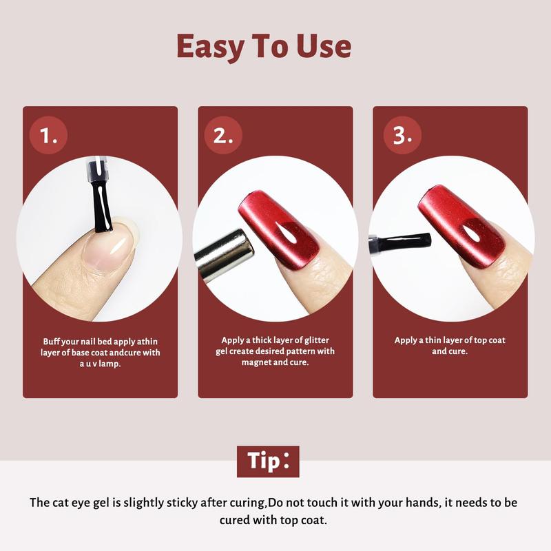 JODSONE 16.5ml Burgundy Red Cat Eye Gel Polish | Glitter Magnetic Reflective Translucent UV Cure Home/Salon JODSONE 16.5ml Burgundy Red Cat Eye Gel Polish | Glitter Magnetic Reflective Translucent UV Cure Home/Salon