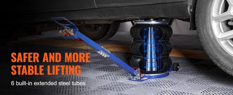 VEVOR Air Jack with Adjustable Handle, TikTokShopBlackFriday, Max 5 Ton/11000 lbs Triple Bag Air Jack, Airbag Jack with Six Steel Pipes, Lift up to 18.5 inch/470 mm, 3-5 s Fast Lifting Pneumatic Jack for Car, Garage, Repair  VEVOR Super Brand Day