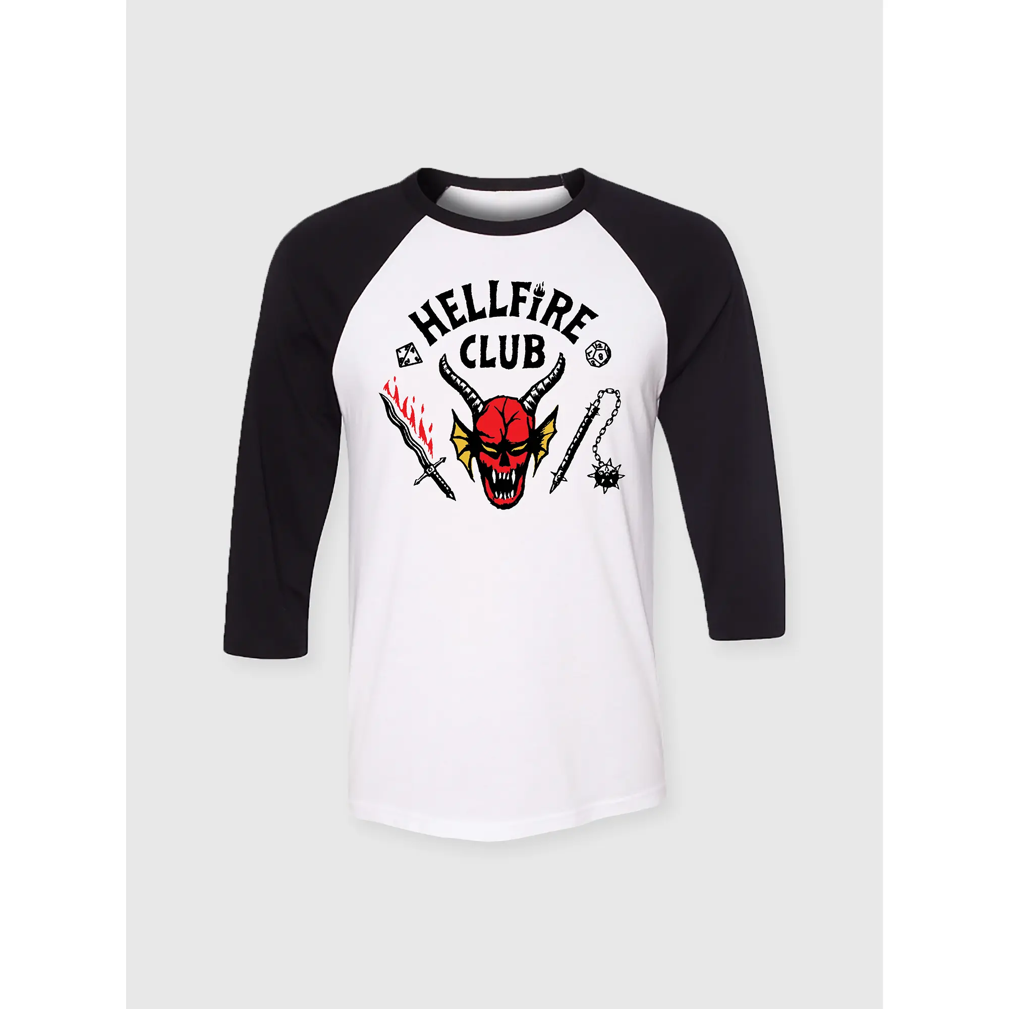 Netflix Hellfire Club Raglan Shirt – Cozy Casual Tee, Fan Apparel, Unisex Design
