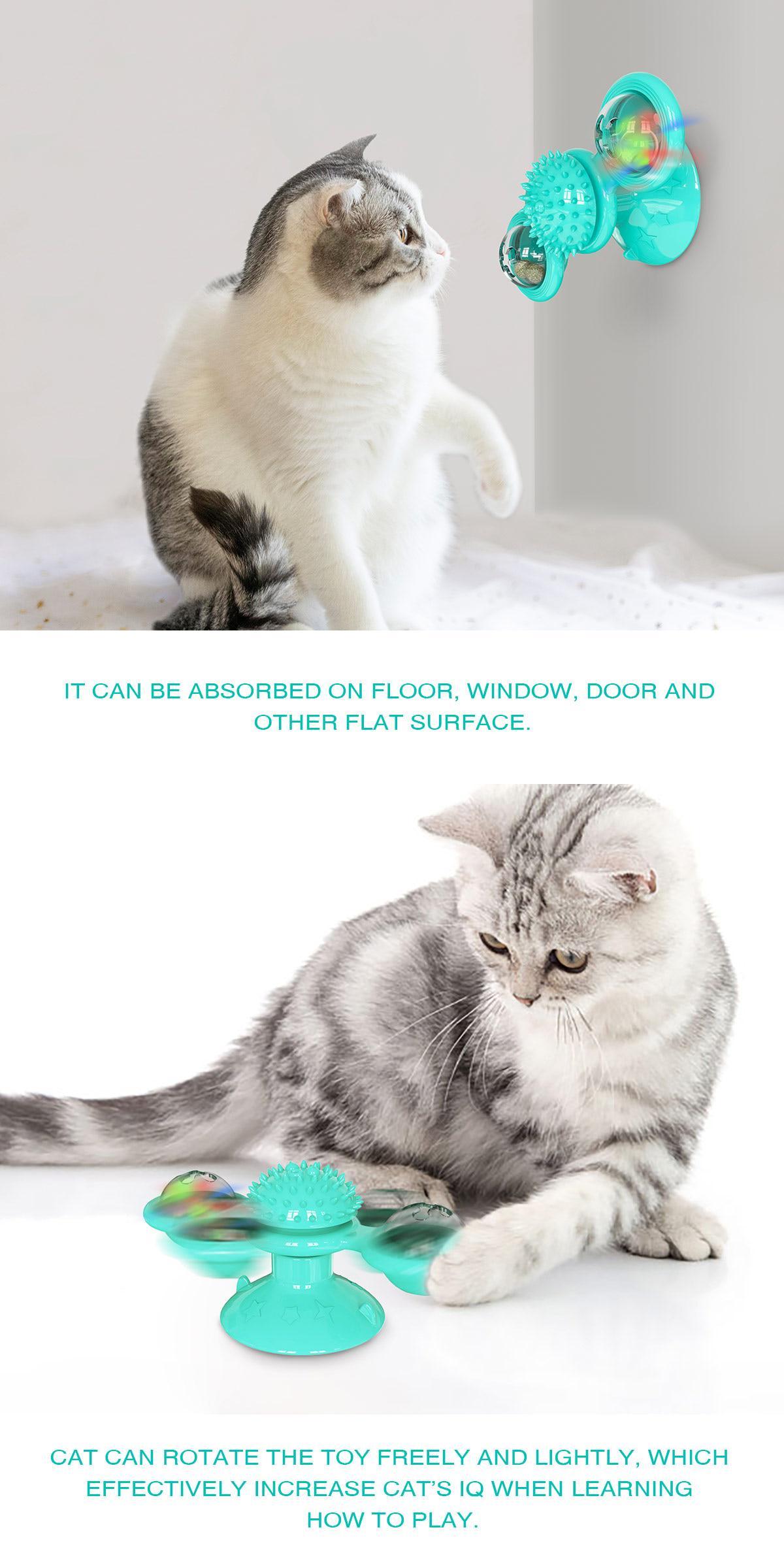 New Windmill Cat Toys Fidget Spinner for Kitten with LED and Catnip Ball