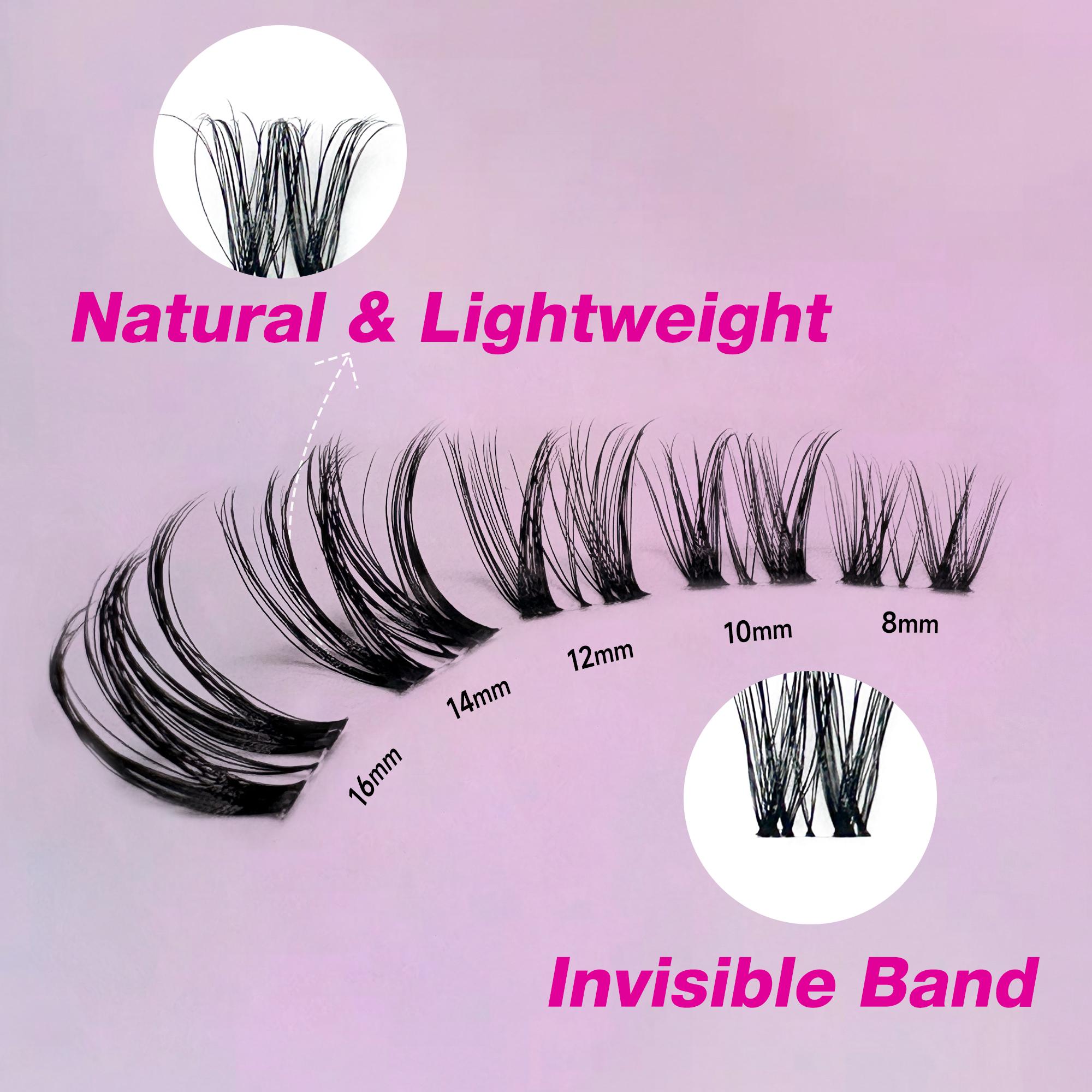 Veyesbeauty VB-Ribbon Cluster Lashes Individual Lash Extensions Layered Wispy Faux Mink Lash Newbie's Five-Second DIY Mixed Length for Self Application Makeup at Home Cosmetic Eyelashes Extensions