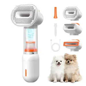 4-in-1 Sliding Dog Grooming Brush with Vacuum Function – Anti-Static Deshedding, Cleaning, Massage & Styling Tool