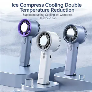 [2026 New Upgraded] Portable Handheld Ice Fan – High-Speed 20000 RPM, 100 Adjustable Levels, Foldable, Perfect for Summer Travel, Outdoor Activities & Vacation Essentials