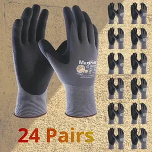 12 Pair Maxi PIP - Maxi Flex Work Gloves - Work Gloves Ultimate 34874 Foam Nitrile Palm Coated Gloves