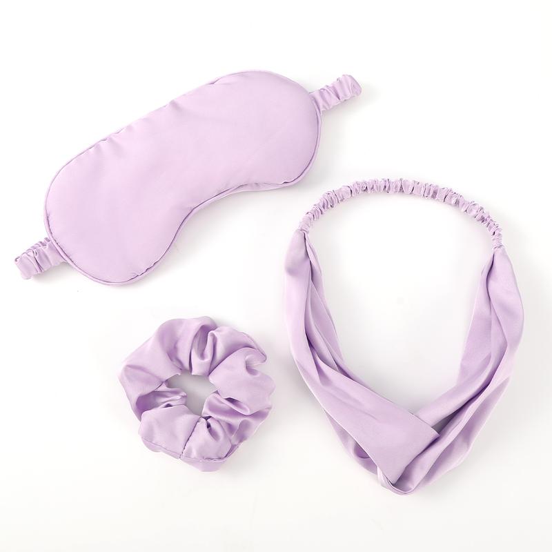 AWAYTR Single Layer Satin Bonnet Eye Mask Hairband and Hair Ring 4Pcs/Set for Women Silk-Like Nightcap for Sleeping with Tie Band Hair Care Sleep Cap TikTokShopBlackFriday