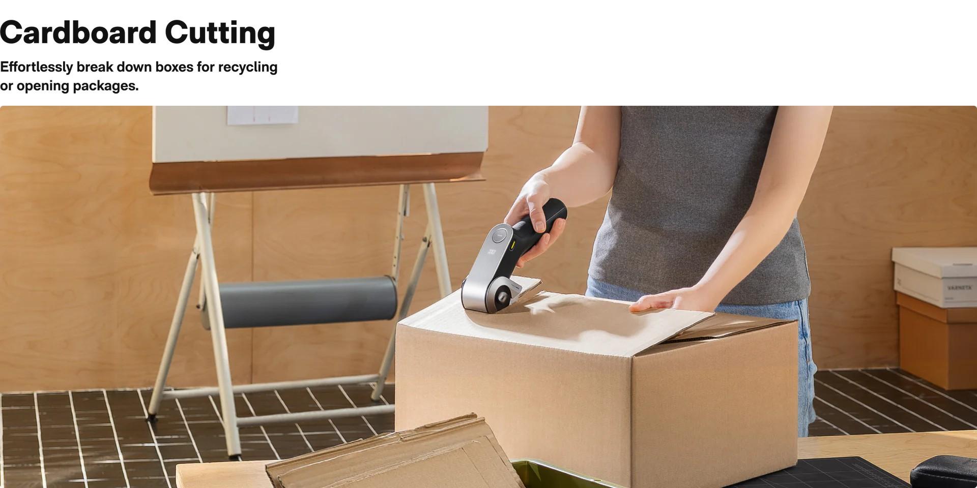 HOTO wireless EdgeFlow Cordless Electric Scissors with built-in sharpening stone, Titanium Blade & LED Display, Rechargeable Cardboard Box Cutter, Self-Sharpening & Tool-Free Easy-Swap, Safety Lock, for Cardboard, Fabric, Carpet, Leather