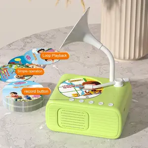 Children's Smart Gramophone Early Education Machine Learning Cards Record Story Machine Puzzle Mini Music Player Toys with Loop Playback & Simple Operation