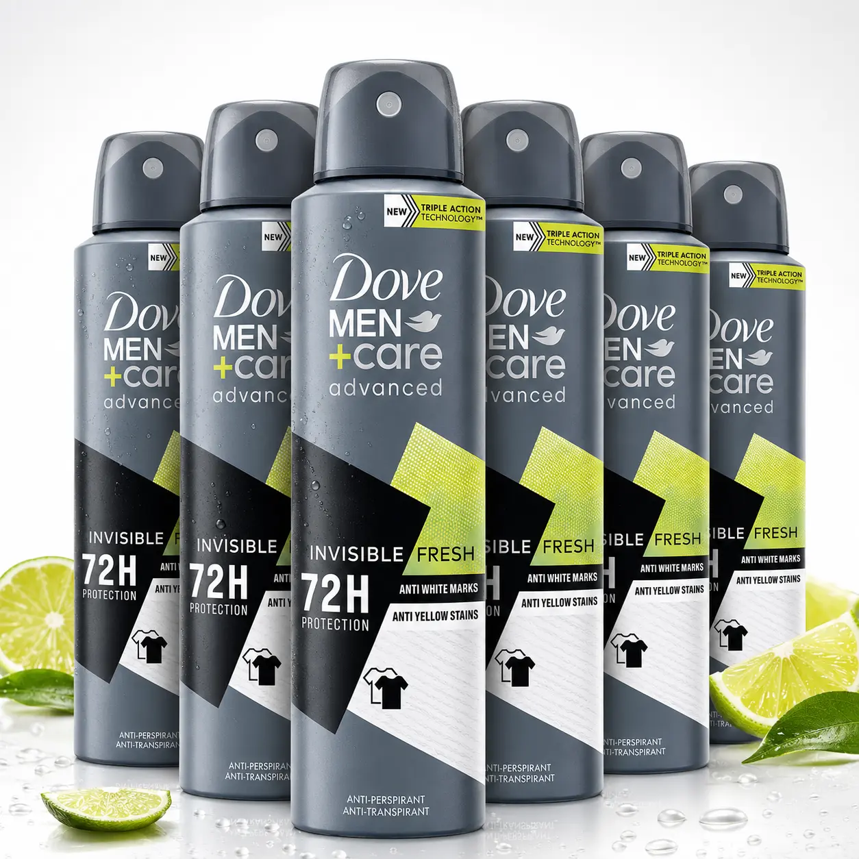 Dove Men+Care Invisible Fresh Anti-Perspirant Dry Spray Value Bundle Multipacks (5oz/150ml) - 72H Triple Action Technology, No White Marks/Yellow Stains, Long-Lasting Underarms Sweat Protection Men's Bodyspray Set