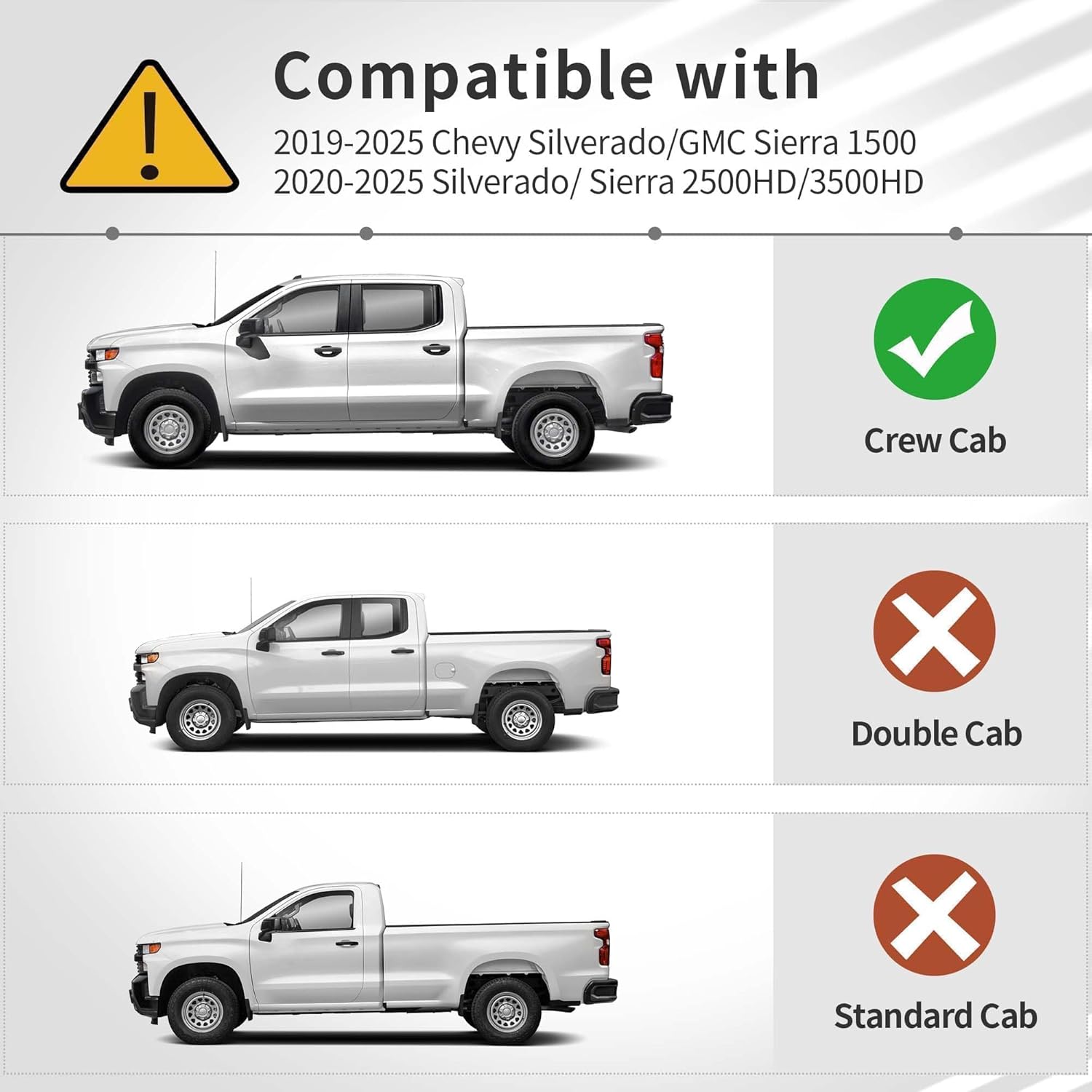 YITAMOTOR Upgraded Floor Mats Fit for 2019-2025 Chevrolet Silverado 1500/GMC Sierra 1500 & 2020-2025 Chevy Silverado/GMC Sierra 2500HD/3500HD Crew Cab w/Rear Under Seat Storage Box, Front Bucket Seating