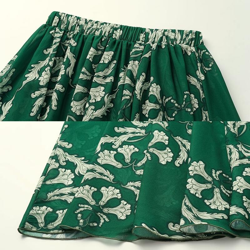 FLAXMAKER Women's Push Up Underwired Ruched Diamond Neckline Green Print One Piece Swimsuit and Matching Skirt Set Swimdress Swimwear #FallFreshness vacation outerwear clothing swim