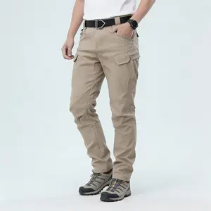 Men's Solid Color Outdoor Tactical Pants, Slightly Elastic Thin Long Trousers, Multi-Pocket Military Enthusiast Cargo Pants, Durable for Autumn, Suitable for Hiking, Outdoor Training, Fishing, and Outdoor Camping.