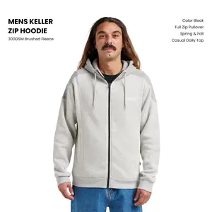 Quiksilver | Keller Zip Hoodie | 300 GSM Brushed Fleece | Color-block Design | Men’s Casual Daily Top for Spring/Fall | Top