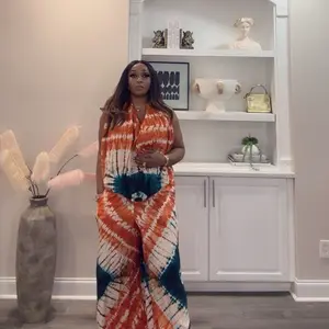 Nkoyo Adire 2-Piece Pant Set | Open Back African Print Pant Set | Wide-Leg Adire Co-Ord Outfit