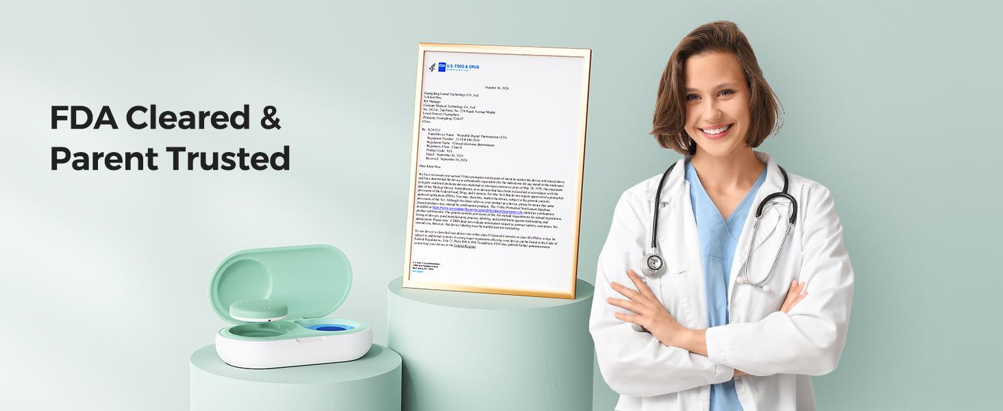 Momcozy Wearable Digital Thermometer for Baby, Medical-Grade Accurate Smart Thermometer, Instant Reads, APP Real-time Monitoring for Infants & Kids, Hypoallergenic 3M Stiker,Bluetooth, 180H Lasting