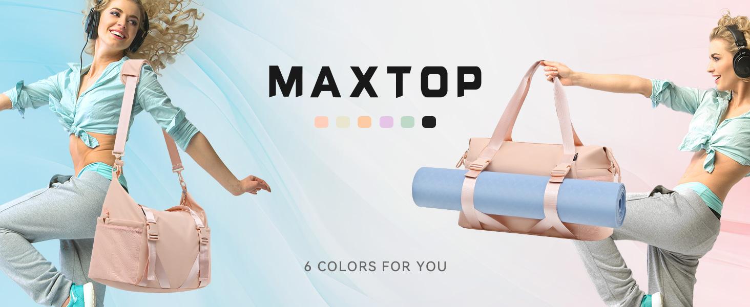 MAXTOP Women's Gym Yoga Duffle Bag with Shoe Pouch,Multi-Purpose Overnight Travel Bag for Gym,Work, Dance, Sports