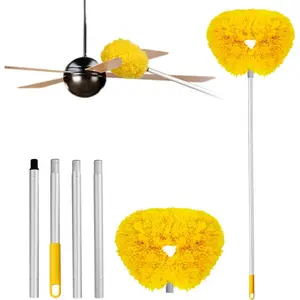 Ceiling Fan Cleaner Duster with Extension Pole, 1 Set Dust Removal Brush, Removable and Washable Microfiber Ceiling and Fan Duster, Cleaning Supplies, Home Care Supplies