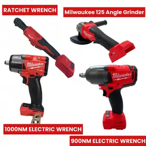 Milwaukee 1000Nm/900Nm Electric Wrench, 125 Angle Grinder And Ratchet Wrench Set, Designed For Professional Mechanics, Construction Workers And Diy Enthusiasts, Delivers Brushless Motor Power For Heavy-Duty Bolt Fastening,  Narrow-Space Fastening Tasks