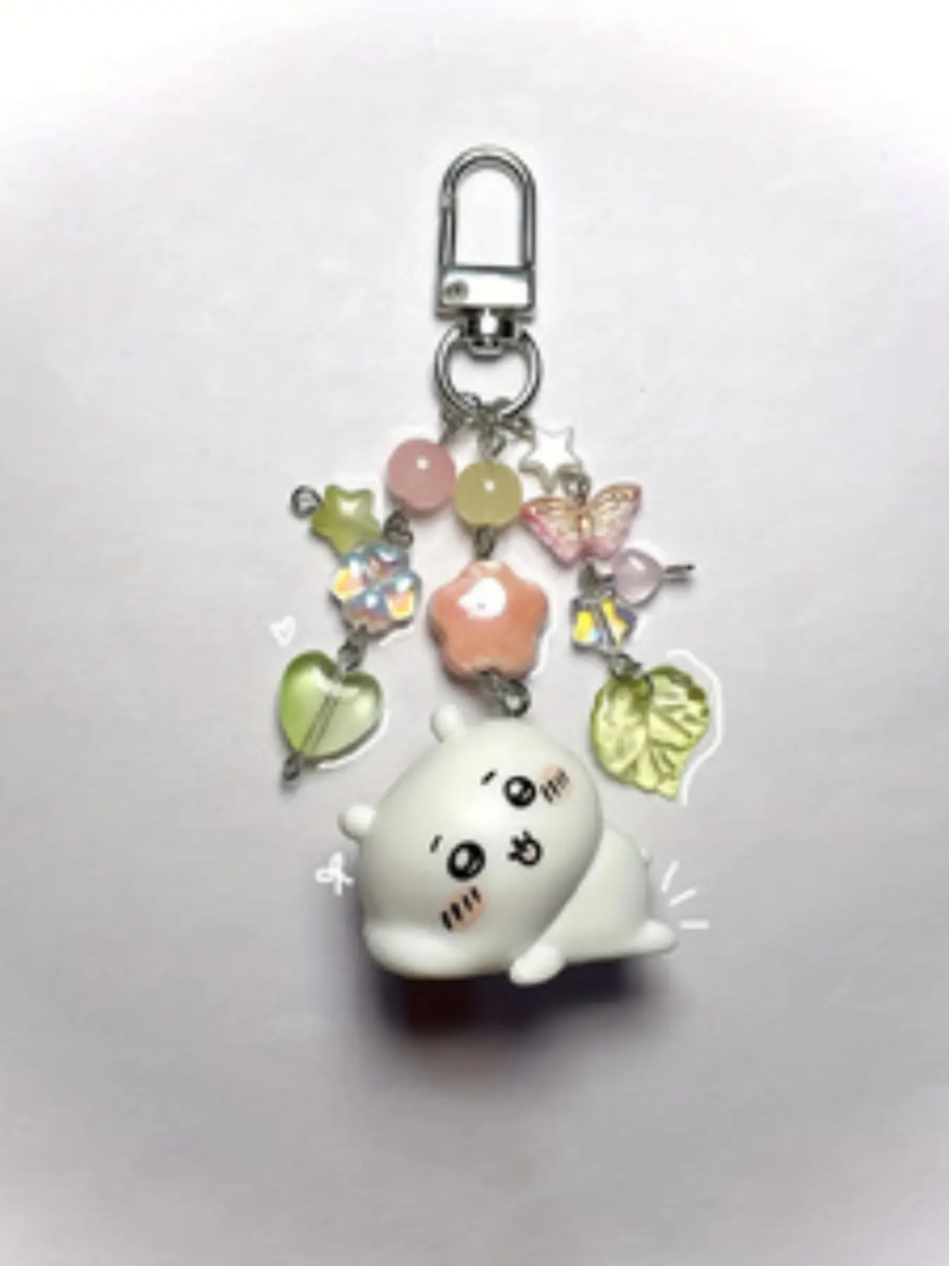 Handmade Beaded Keychain, Creative Anime Doll DIY Keyring, Multi-Color Heart Star Glass Beads, Best Gift for Him Her, Y2K Style, Cute Keychain, Cute Charms Keychain, Trendy Cute Keychain