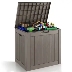 31 Gallon Storage Deck Box Weatherproof,  Resin Lockable Outdoor Storage for Secure Package Deliveries and Indoor Storage