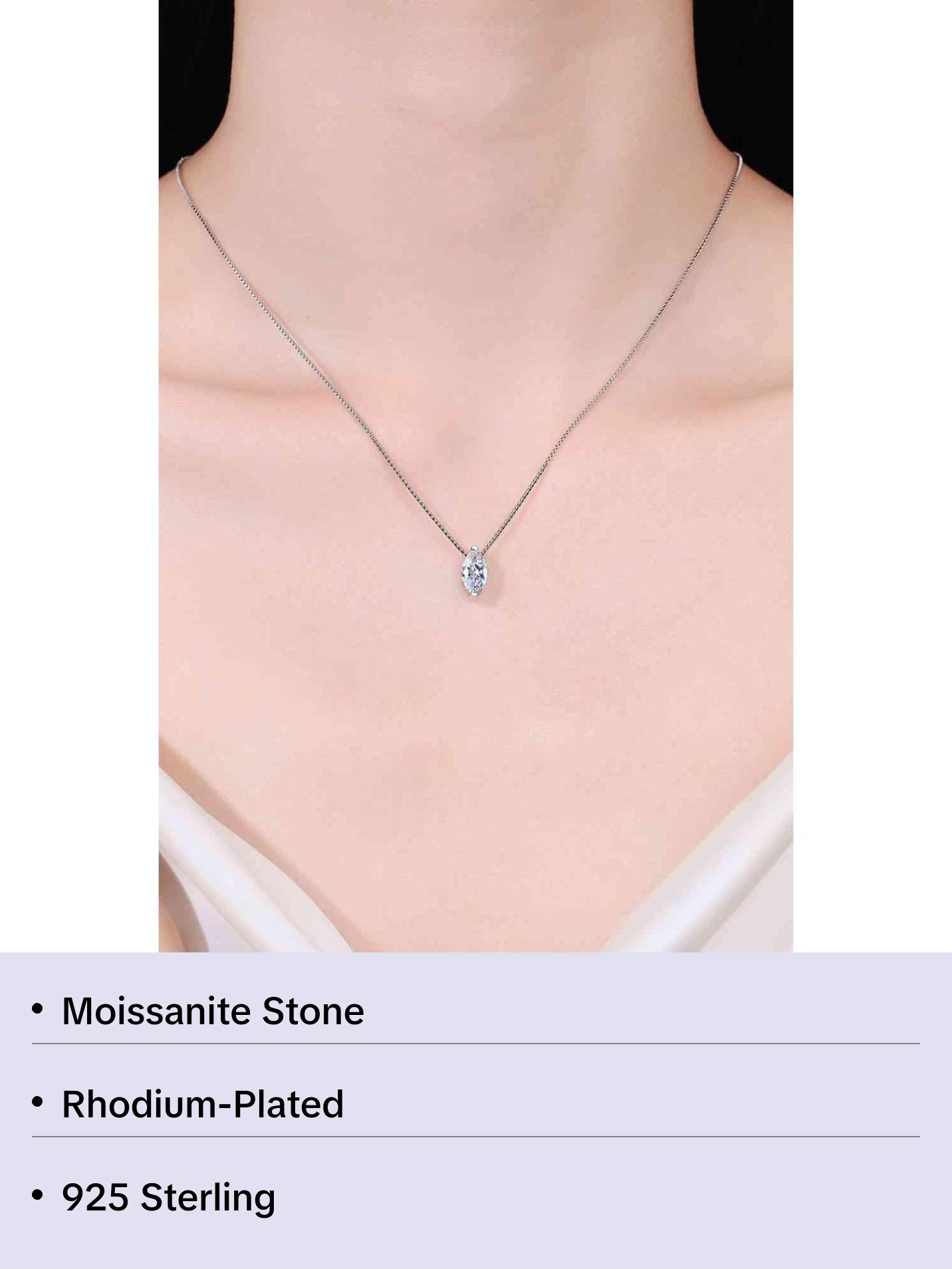 Classic choice, 1 Carat Moissanite 925 Sterling Silver Marquise Pendant Necklace