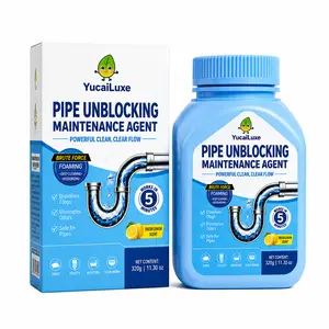 YucaiLuxe Foaming Pipe Unblocking Agent, 5-Min Fast-Acting Drain Clog Remover, Lemon-Scent Hair & Grease Dissolver for Sink, Toilet, Safe for All Pipes Home Drain Maintenance Cleaner