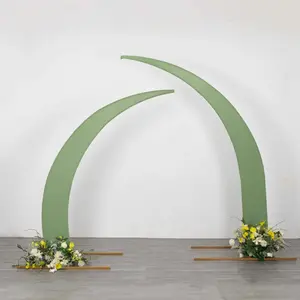 Set of 2 Sage Green Spandex Half Crescent Moon Wedding Arch Covers, Custom Fitted Backdrop Stand Cover for Curved Arbor Flower Balloon Frame
