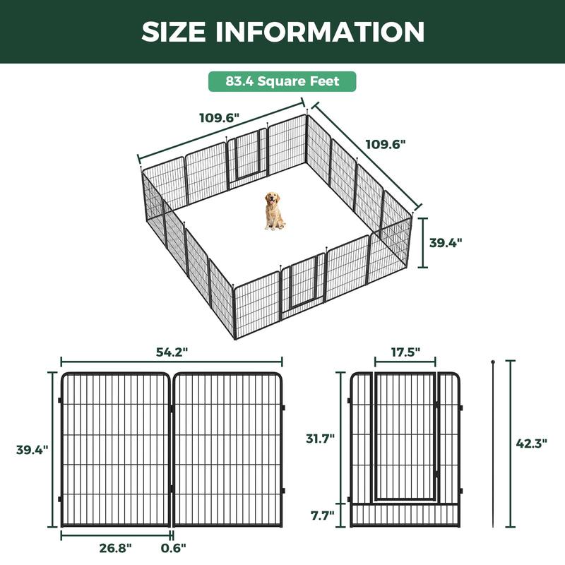 FXW Instant Unleashed Dog Playpen, Portable Pet Fence for Outdoor, RV Trips, and Camping, 24"/32"/40"/45" Height, 8/16 Panels for Small/Medium/Large Dogs