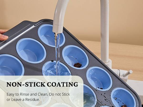 [BF&CM]BRONYPRO Silicone Molds Muffin Pan with Metal Frame, Nonstick 12-Cup Cupcake Pans,Easy to Pop Non-Toxic Bakeware for Oven,Cookware, Kitchen Food