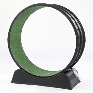 80x34x86CM Black PP Cat Exercise Wheel with Green Carpet & 1 Cat Teaser Stick Silent Tool-Free Assembly 15kg Treadmill for Indoor Cats