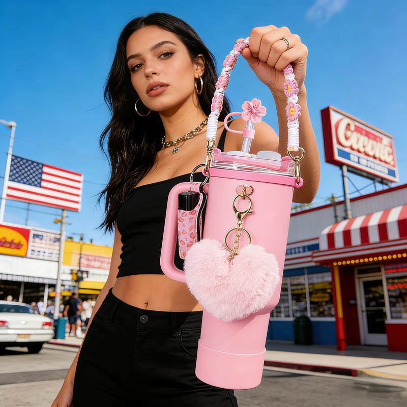 Stainless Steel Vacuum Insulated Glass 40oz Cup with Handle and Straw for Children's Gift Set,Portable Drinkware-Mug,Water Bottles,Flasks easter toy funny Tumbler Drinkware girl gifts friendship,Stanley Accessory Charms,valentine gifts, birthday holiday