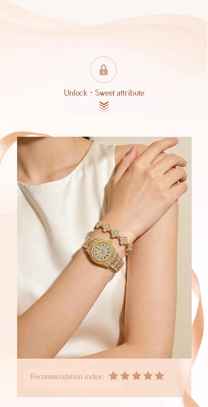 Ladies' Watch Luxury Full Diamond Bangle Watch – 30M Waterproof, Versatile & Practical, Timeless Classic Design, Comes with Matching Bracelet | Perfect Christmas Gift Option