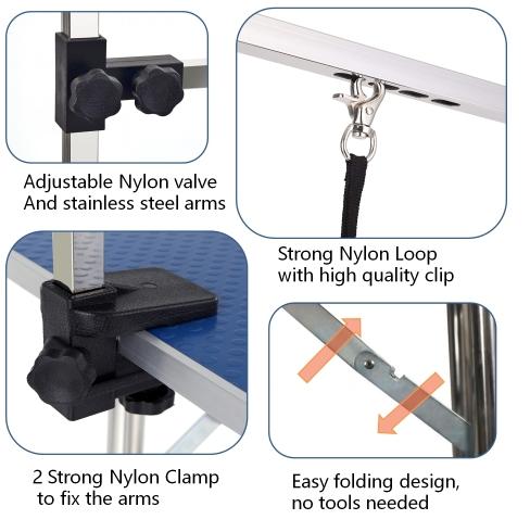 2-in-1 Pet Grooming Table & Care Desk! Foldable & Height-Adjustable, With Hook & Storage Basket, Universal Table for Dog & Cat Bathing/Blowing/ Nail-Trimming