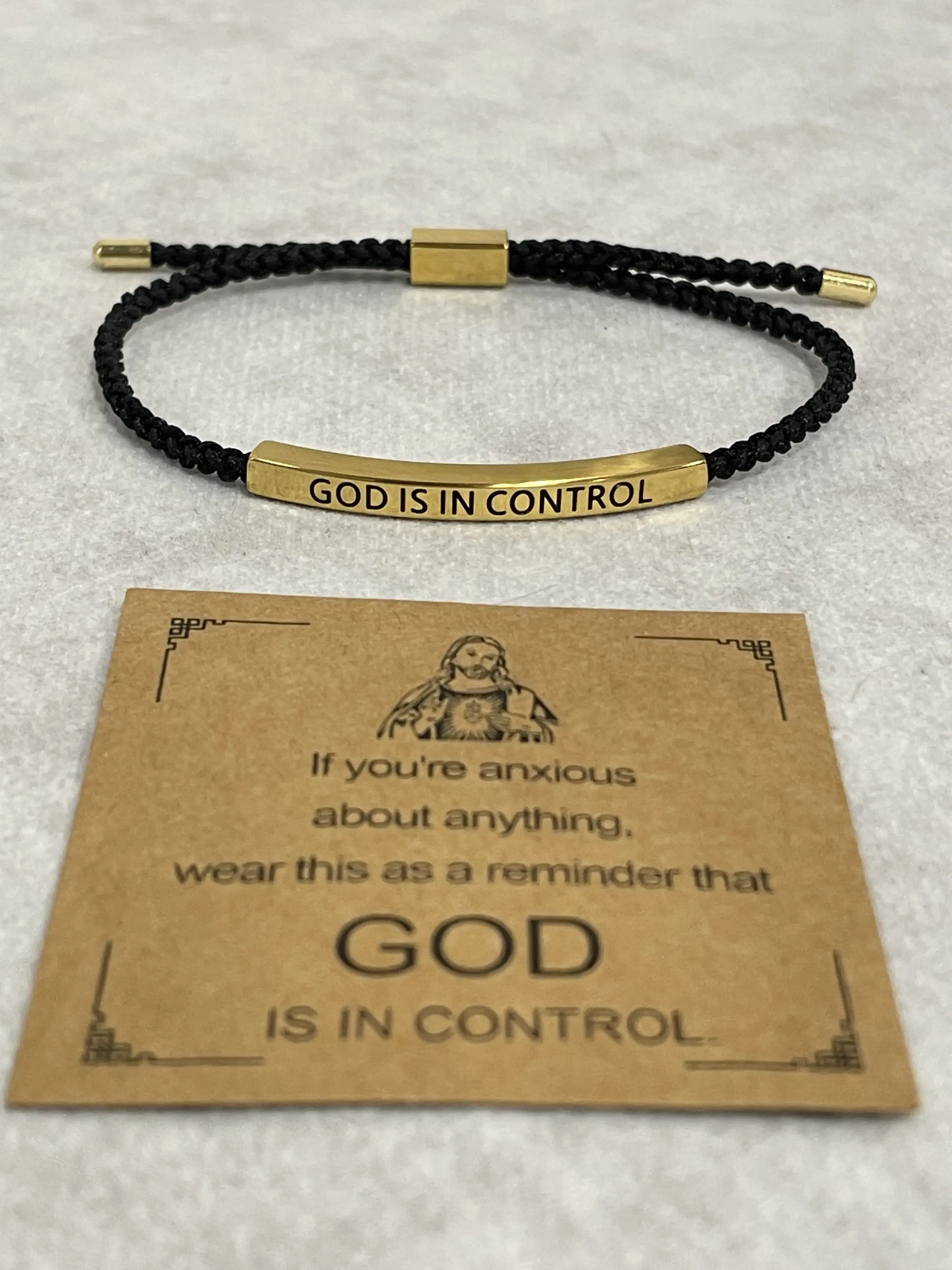 Inspire Bracelet "GOD IS IN CONTROL"/"DIOS TIENE EL CONTROL" - Premium Artistic Engraving, Stainless Steel & 18k Gold Plated, Adjustable Up to 10in, Meaningful & Visually Appealing Jewelry, English and Spanish, Perfect Mother's Day Gift, SummerVibes