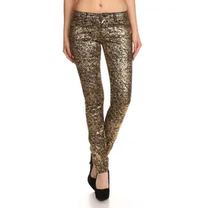Juniors Shiny Metallic Pants – Cotton Spandex