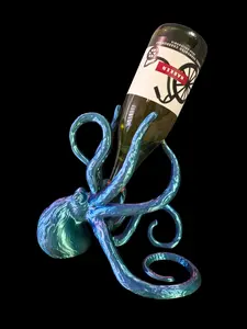 3D Printed Octopus Wine Bottle Holder Multicolor Nautical Decor Made in the USA Wine Rack 10" Tall Holds One Standard Bottle