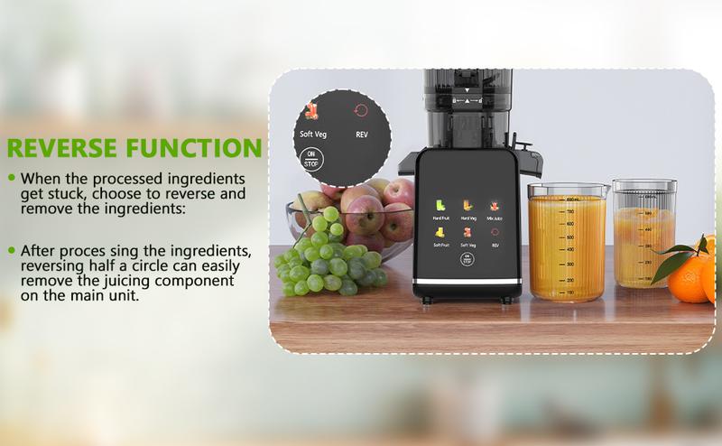 COWSAR Cold Press Juicer, 4.35" Large Feed Chute Electric Juicer Machine, High Juice Yield Slow Masticating Juicer for Whole Vegetables & Fruits, Easy Assemble & Cleaning