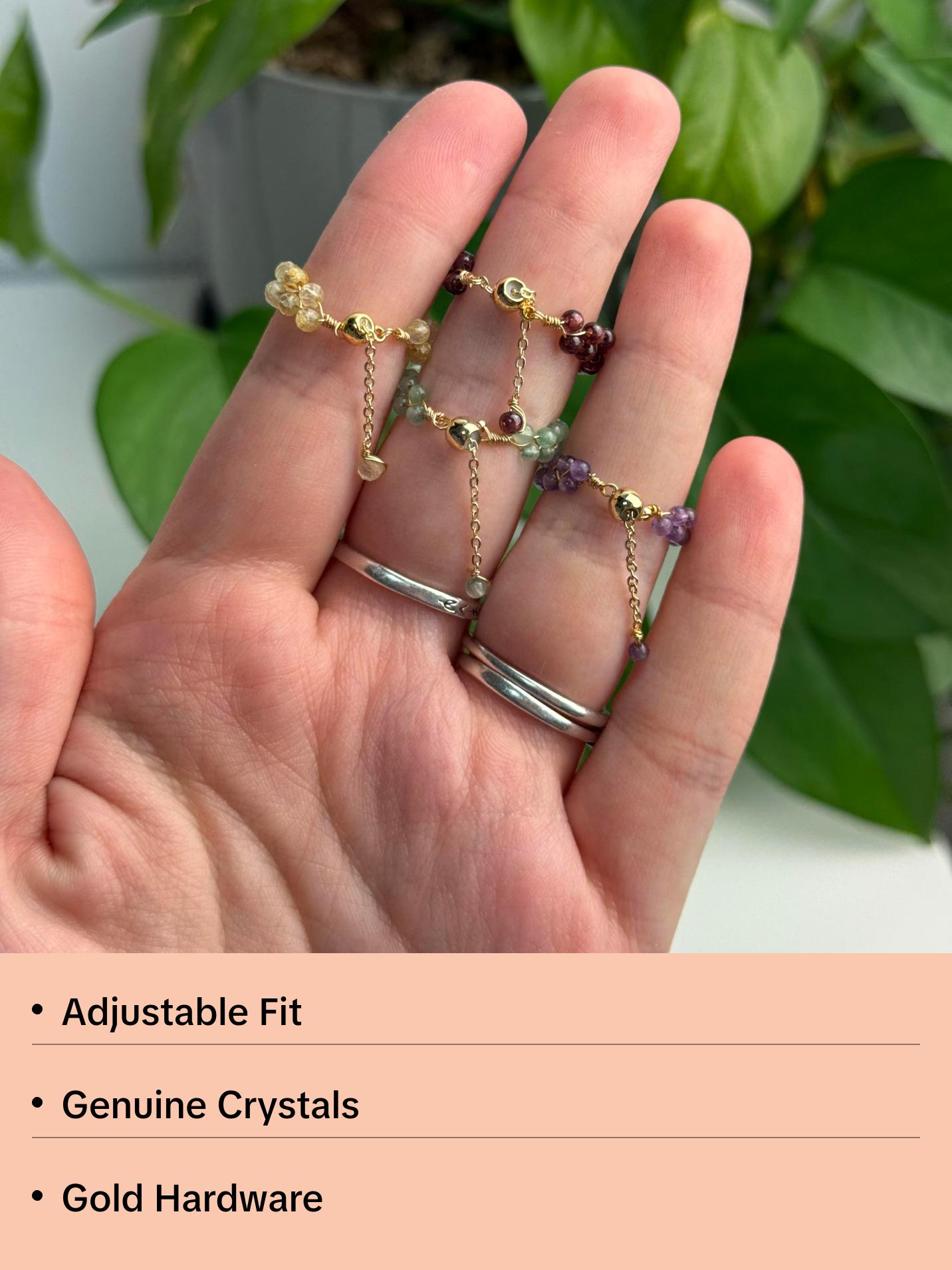 Adjustable Crystal Beaded Ring