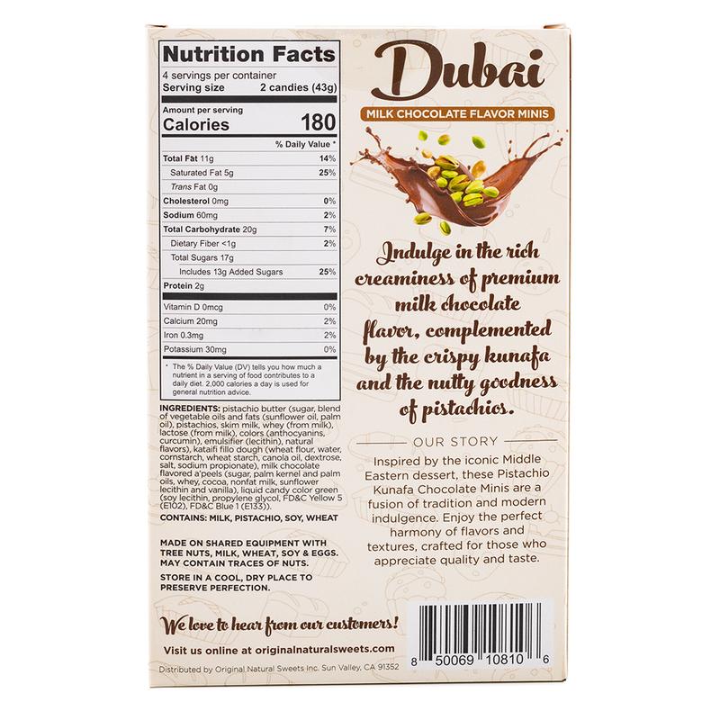 Dubai Chocolate Bar & Minis Milk & Dark Chocolate 3.2oz Original Natural Sweets Feel the Crunch Savor the Cream Delicate Layers of Kunafa Dubai Chocolate Bar & Minis Milk & Dark Chocolate 3.2oz Original Natural Sweets Feel the Crunch Savor the Cream Delicate Layers of Kunafa