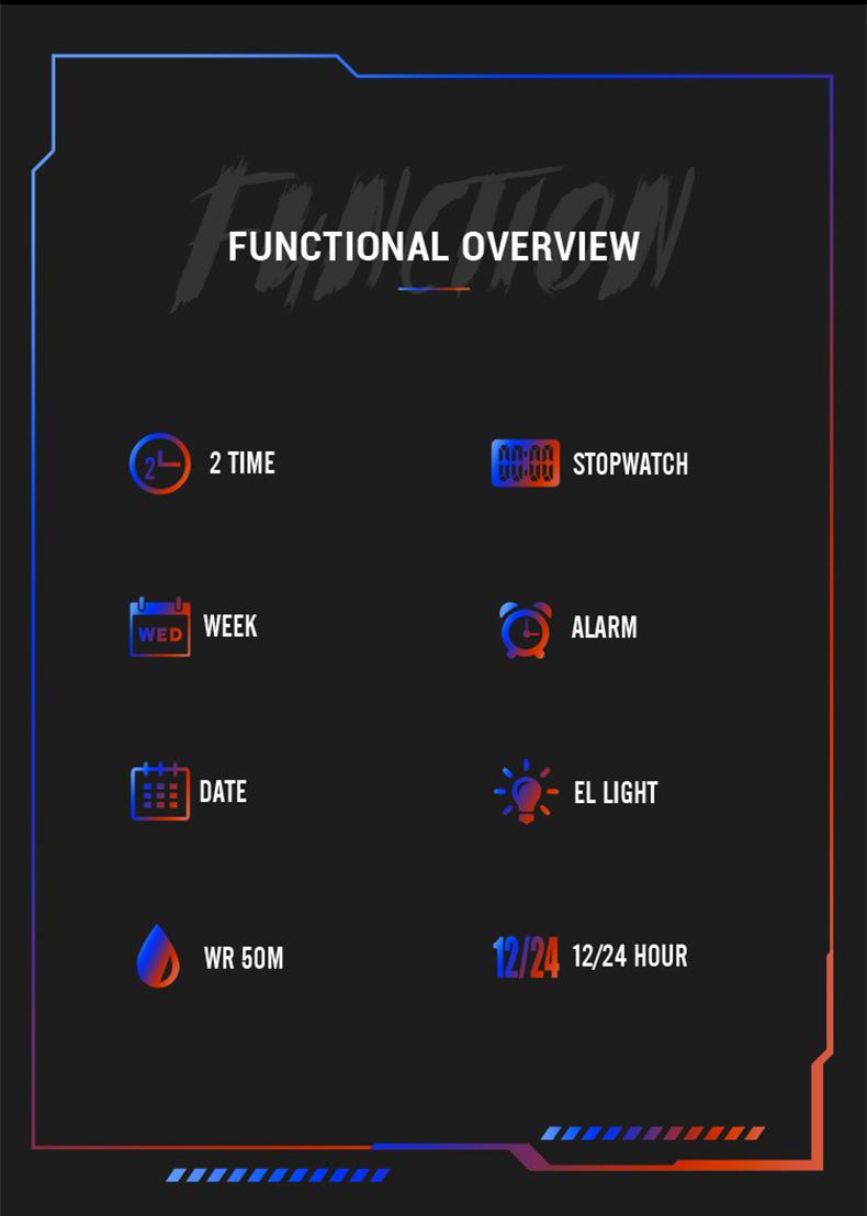 Men's Colorful Punk Style Quartz Watch, Jumpstart sale Multi.Functional Waterproof Dual Display Wristwatch, TrendyFashion Sport Watch, Birthday Gift with Gift Boxfashionable wristwatch multifunctional men