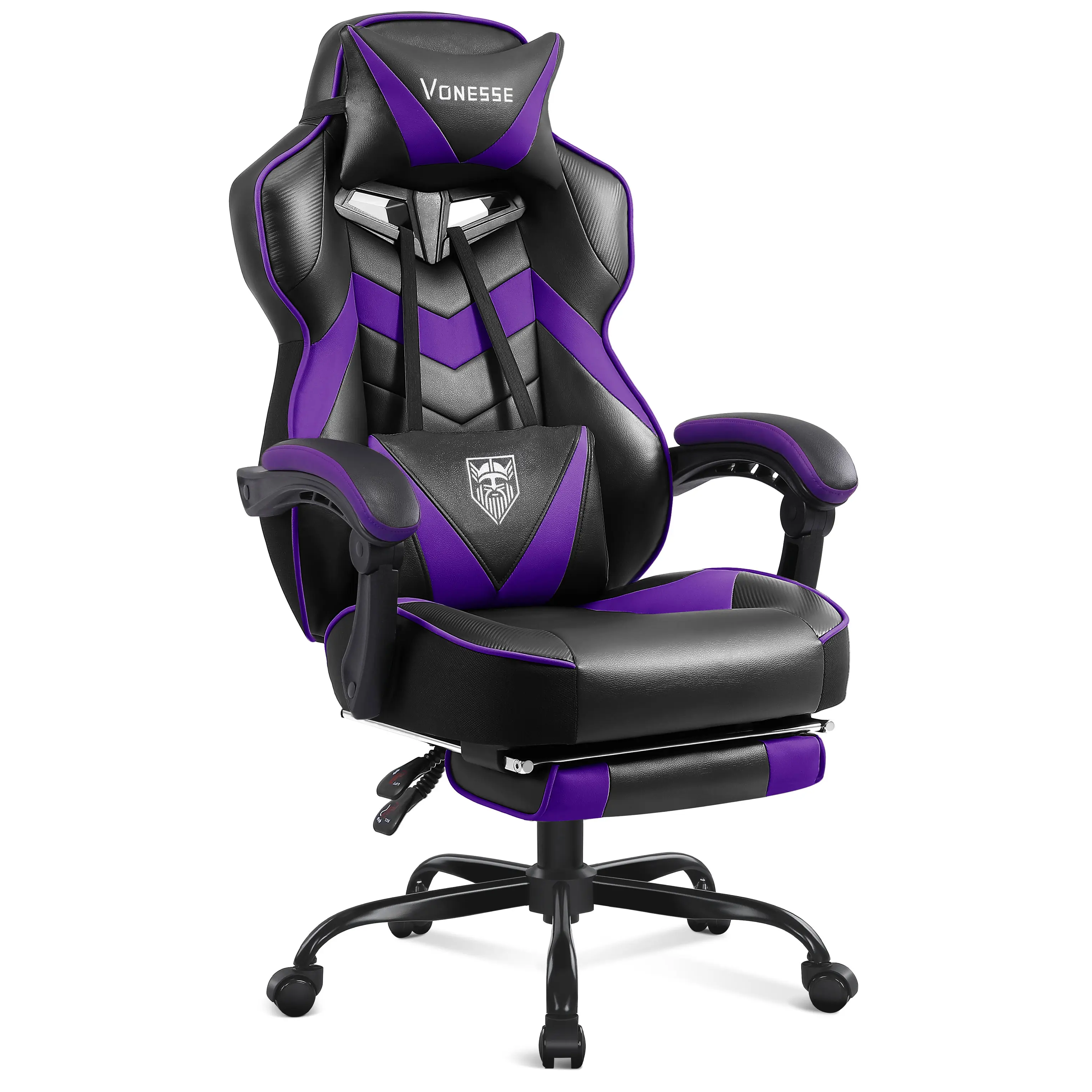 Gaming chair with footrest Recliner Adult computer chair with massage chair Adjustable lumbar cushion Large and tall, ergonomic office gaming chair for heavy racing recliners V3028A summergarden