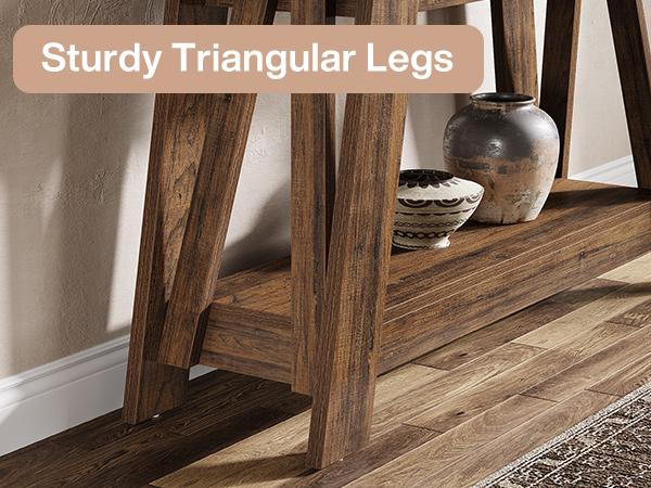 LITTLE TREE 41.3" Farmhouse Console Table, 2-Tier Wooden Entryway Table with Storage, Rustic Narrow Behind Couch for Living Room, Hallway, Foyer