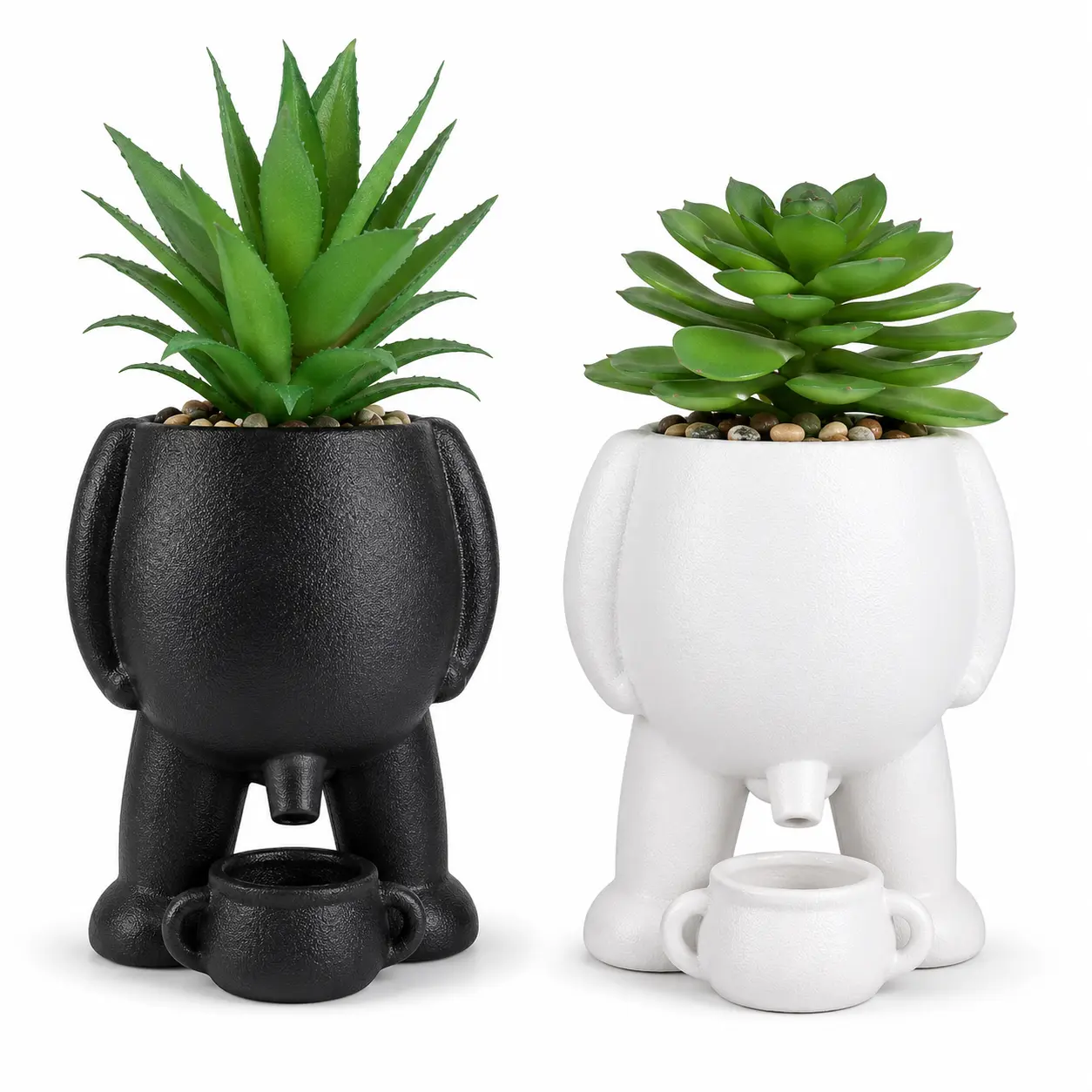 Whimsical Peeing Little Man Ceramic Succulent Planter - Compact Flower Pots & Planters for Cactus, Small Plants, Home Balcony, Outdoor Windowsill Decor
