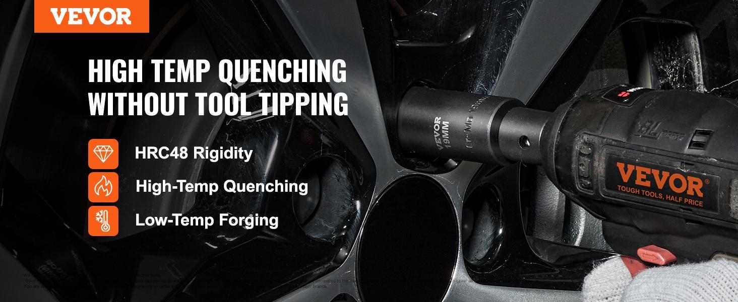 VEVOR 3/8" Drive Impact Socket Set, SAE 1/4"-3/4" and Metric 6-19mm 90 Piece Socket Set, 6 Point Cr-Mo Alloy Steel for Auto Repair, Includes Extension Bars Universal Joint Adapter Lock Storage Case