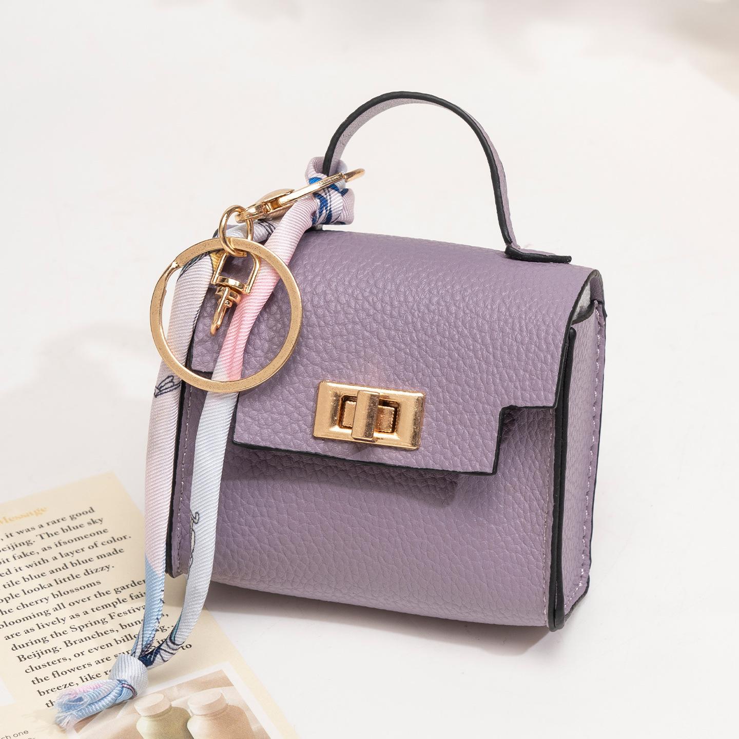 Mini Square Bag Pendant Keychain - High Quality Leather with Colorful Strap, Cute Car Keychain & Bag Charm Accessory.#backtoschool#sohochic