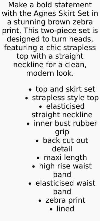 Agnes Skirt Set - Brown Zebra