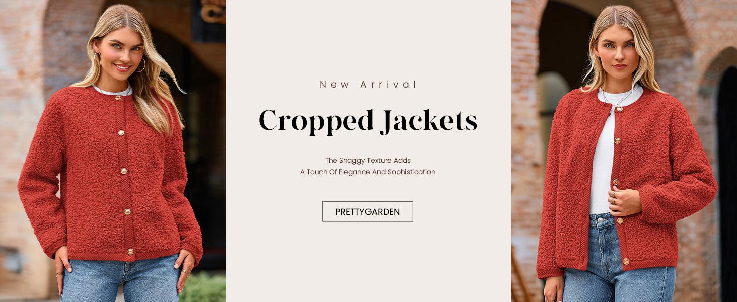 PrettyGarden Women's Faux Fur Shearling Coat Fuzzy Fleece Button Up Trendy Fall Winter Cropped Jackets Womenswear Casual